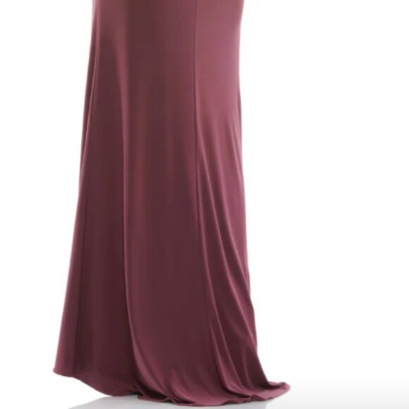 MAC DUGGAL 55695 BOAT NECK JERSEY STRETCH EMBELLISHED SHOULDER MAUVE GOWN sz 6 - Picture 5 of 5